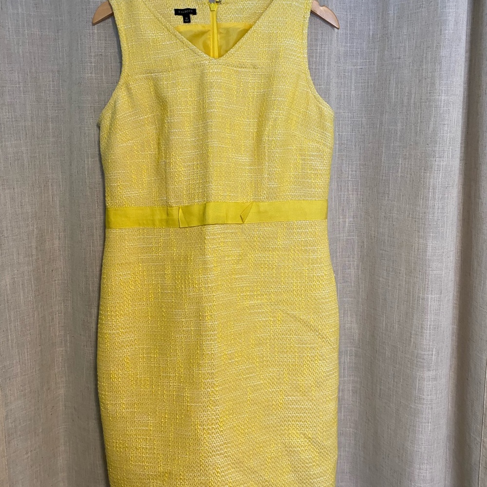 Talbots Yellow V-Neck Sheath Midi Dress